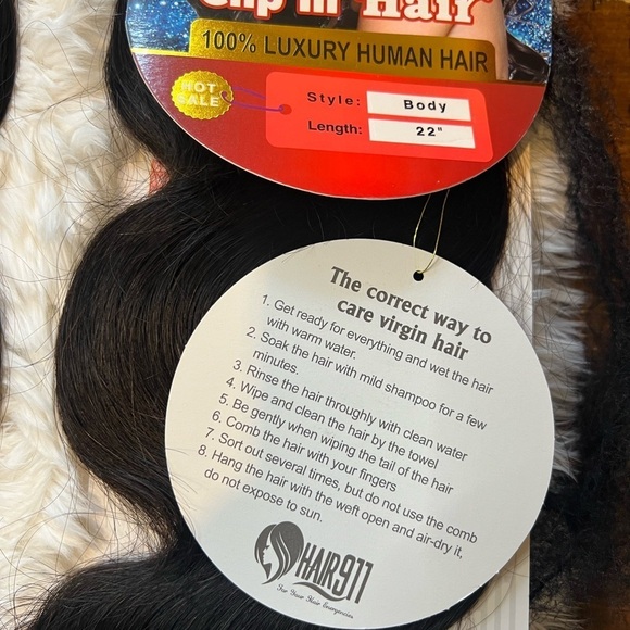 22 Inch Body Wave Black Clip in Virgin Human Hair extensions - Picture 4 of 6